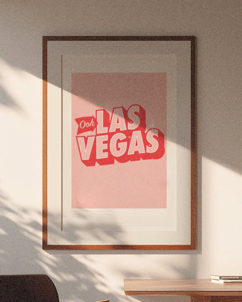 'Ooh Las Vegas!' Digital Printed Poster - Pink