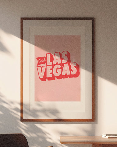 'Ooh Las Vegas!' Digital Printed Poster - Pink