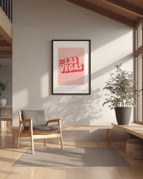 'Ooh Las Vegas!' Digital Printed Poster - Pink