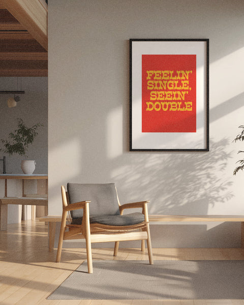 'Feeling Single, Seeing Double' Digital Printed Poster - Red