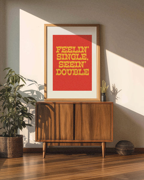 'Feeling Single, Seeing Double' Digital Printed Poster - Red