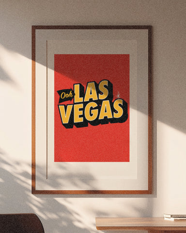 'Ooh Las Vegas!' Digital Printed Poster - Red
