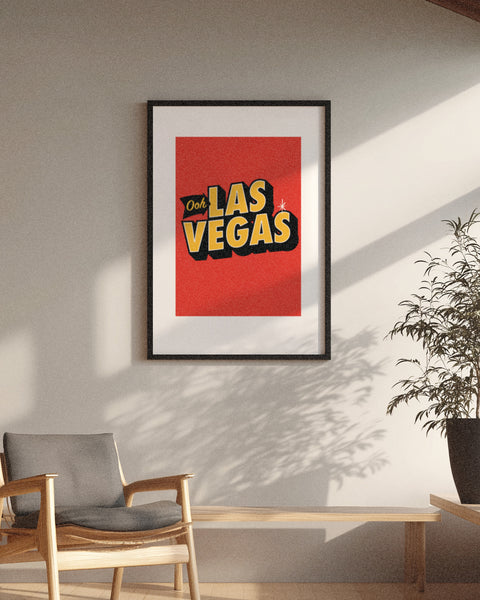 'Ooh Las Vegas!' Digital Printed Poster - Red