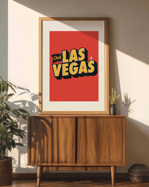 'Ooh Las Vegas!' Digital Printed Poster - Red