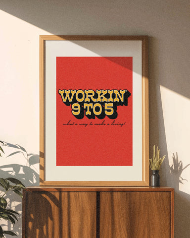 'Working 9 To 5' Digital Printed Poster - Red